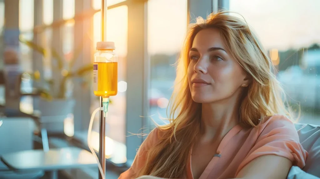Woman receiving NAD+ injections therapy for health and wellness