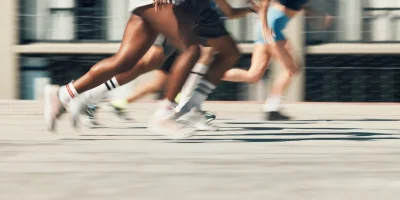 Group running outdoors promoting fitness and wellness lifestyle