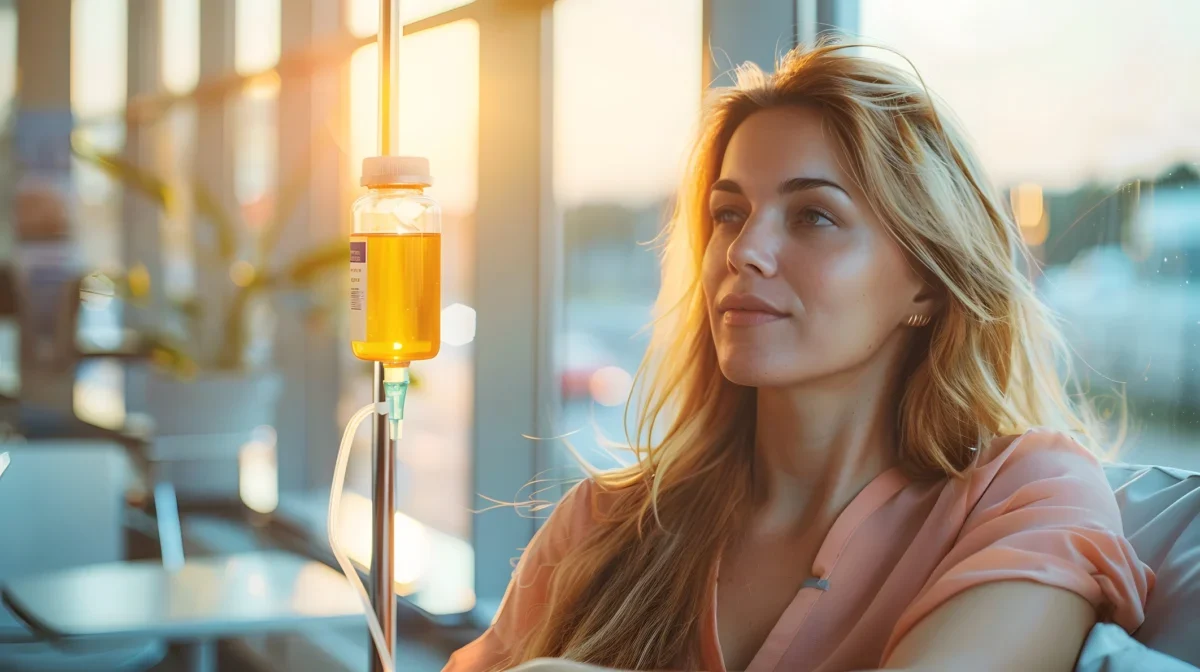 Woman receiving NAD+ injections therapy for health and wellness