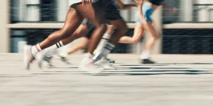Group running outdoors promoting fitness and wellness lifestyle